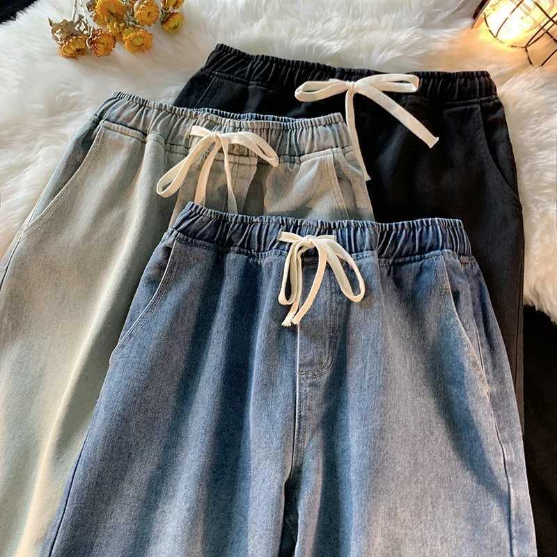 New Autumn Men Baggy Jeans Elastic Waist Korean Fashion Denim Wide Leg Pants Vintage Blue Trousers Streetwear Male Brand J251030