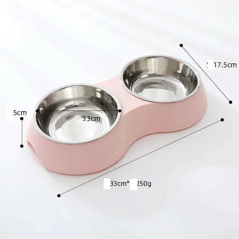 Double Pet Food Bowl Stainless Steel Drinkware Pet Drinking Food Dog Food Puppy Feeding Supplies Kitten Food Water Accessories J251113