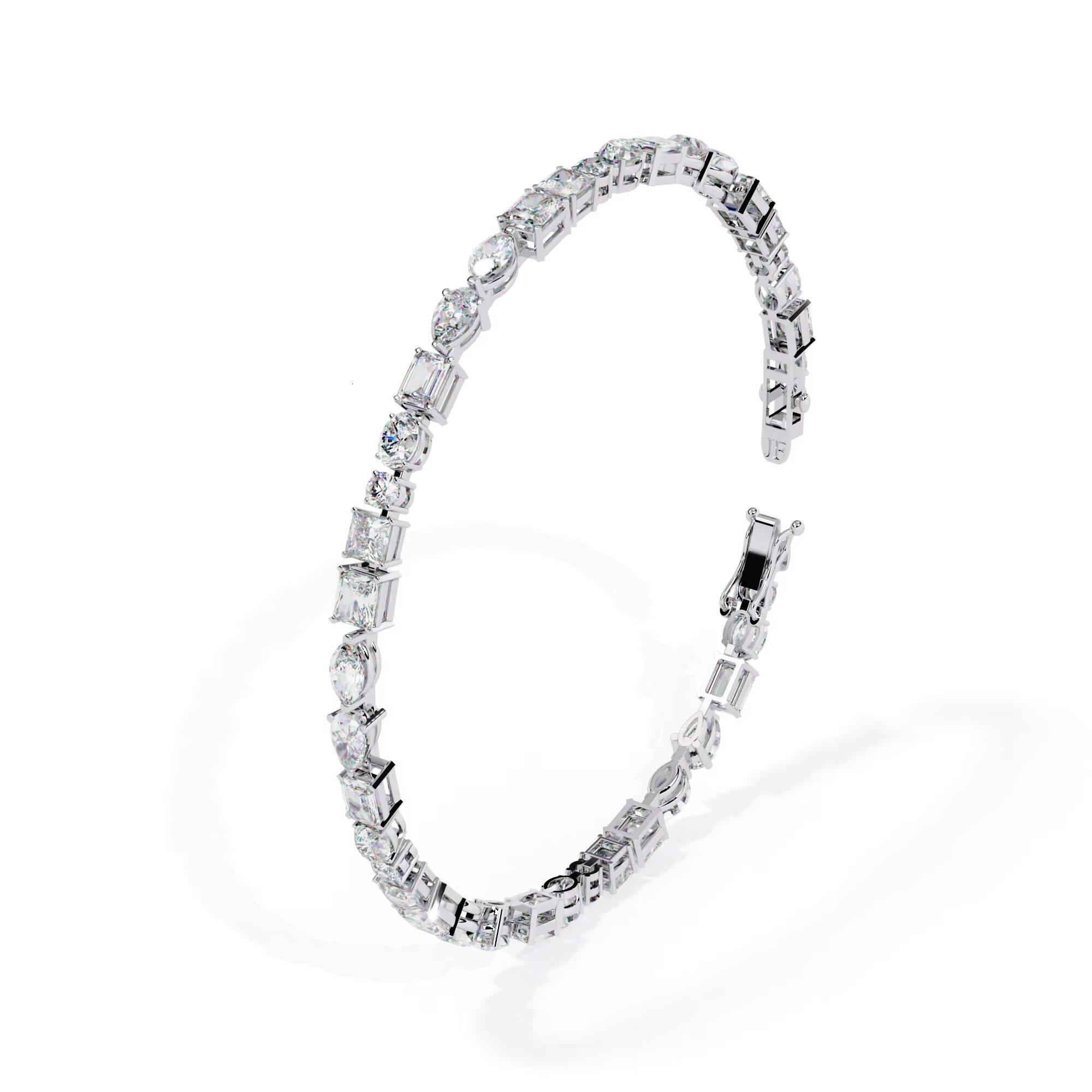 HI Color VSSI Clarity Mixed Cut MultiShape Tennis Bracelet Elegant Diamond Bangle Moissanite Bracelets Bangles