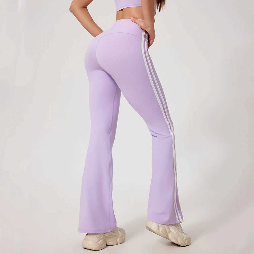 Yoga Leggings Women Striped Bellbottoms Sport Pants High Waist Wide Leg Pants Legging Workout Running Stretchy Gym Flared Pants J251030
