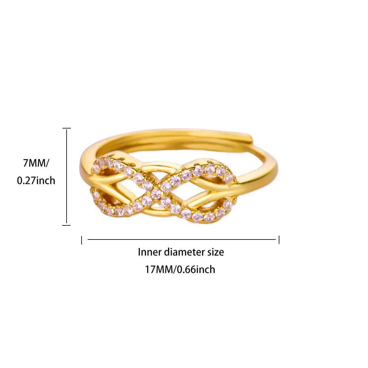 Zircon Infinite Symbols Rings For Women Stainless Steel Geometric Infinite Adjustable Ring Waterproof Party Anniversary JewelryW251030