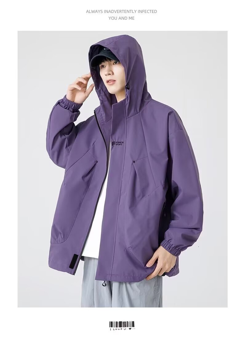 Men's Waterproof Jacket Workwear Trendy American Designer Coat Style Spring Autumn Thin Mountain Outdoor Hiking Windproof Coat