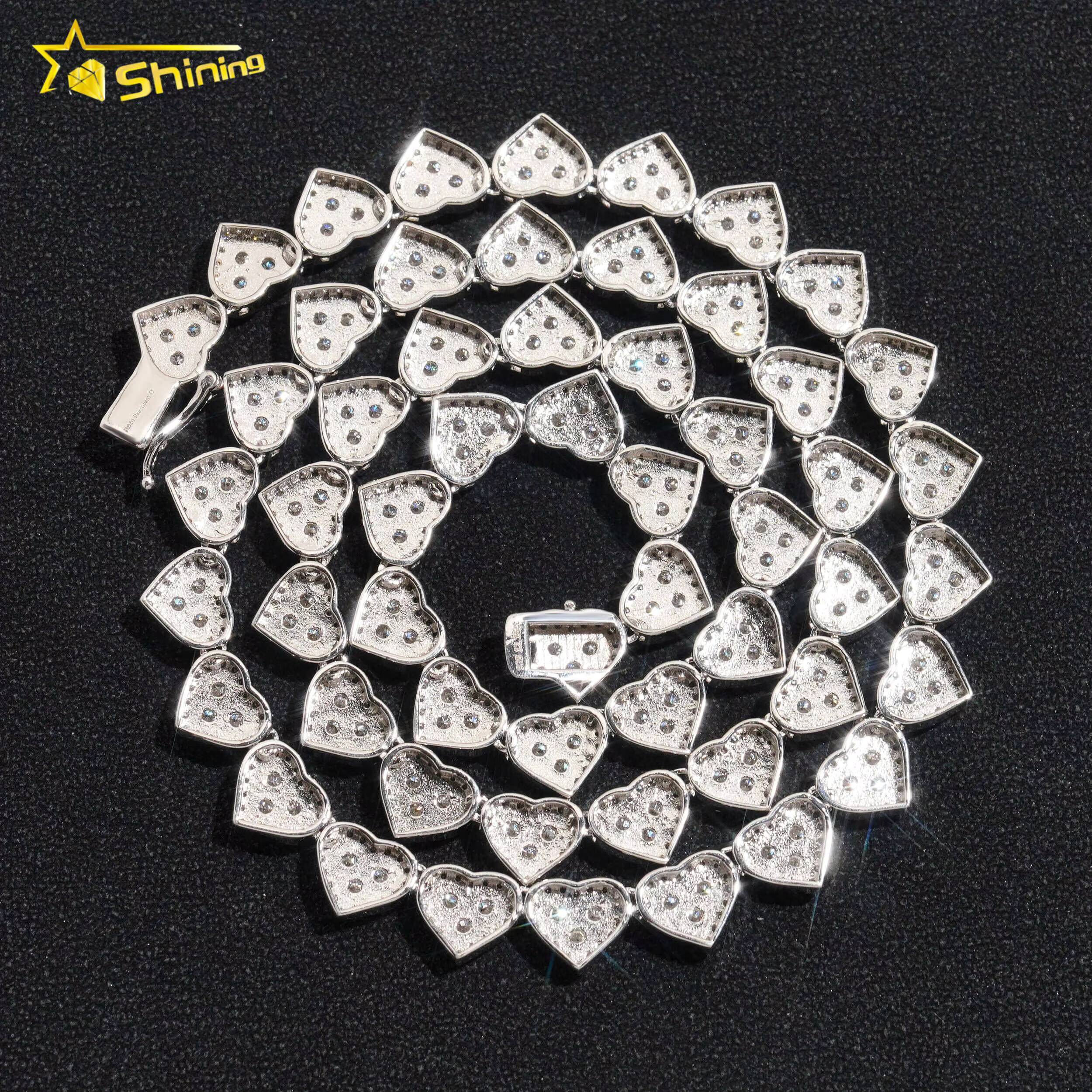 Hot Sale Heart Shape Iced Out Bracelet S925 Gold Plated VVSFL Moissanite Fashion Chain Necklace