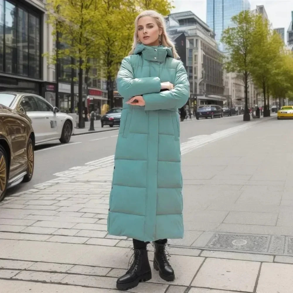 Cotton Coat Long Parka Coat Jacket Women Autumn Winter Thick Warm Coats Woven Block Trend Hooded White Down Parkas 251030