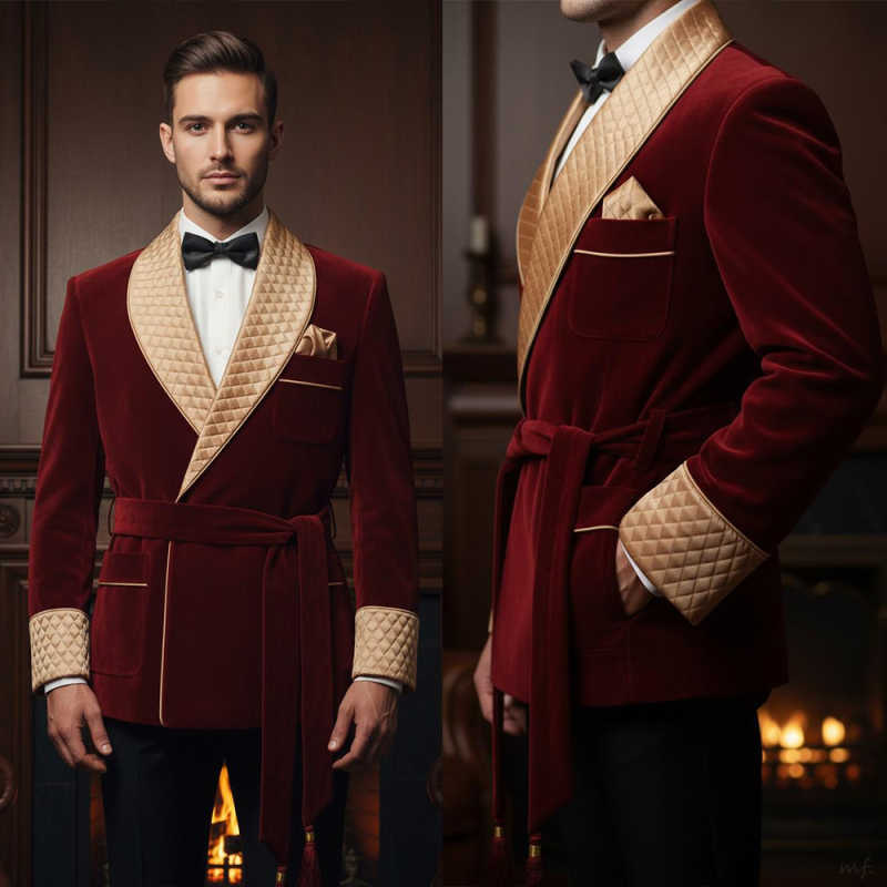 Gorgeous Man Tuxedos Velvet Sashes 2 Piece Set Jacket Pants Men Suit Classic Shawl Lapel Wedding Groom Coat Customized