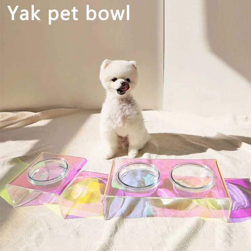 Pet Supplies Pet New Laser Dazzling Dining Table Acrylic Cat Dining Table Bowl Rack Dog Bowl Dinner Rack J251113