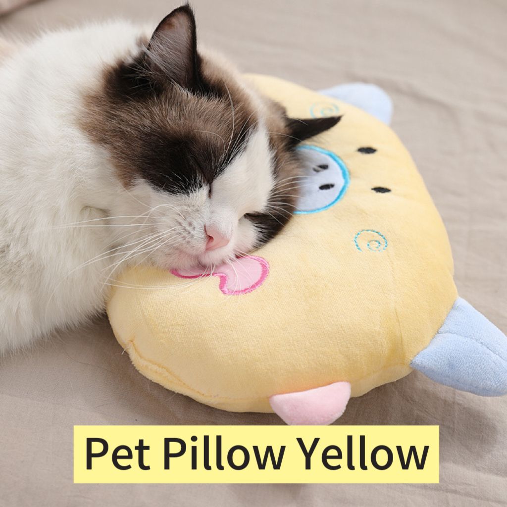 Cute Piggy Moon Pet Pillow with Concave Center Soft Plush Head & Neck Support for Puppies Kittens, Washable, 7 Colors