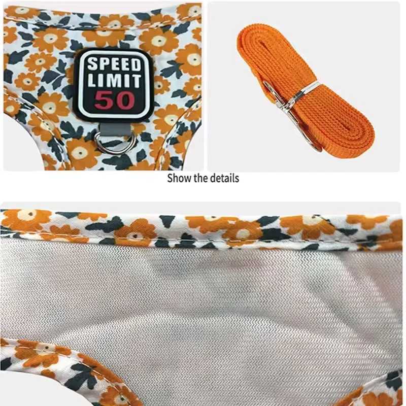 Soft Mesh Dog Harness and Leash Set NoChock Stepin Reflective Breathable Lightweight Easy Vest Harnesses with Safety Buckle J251129