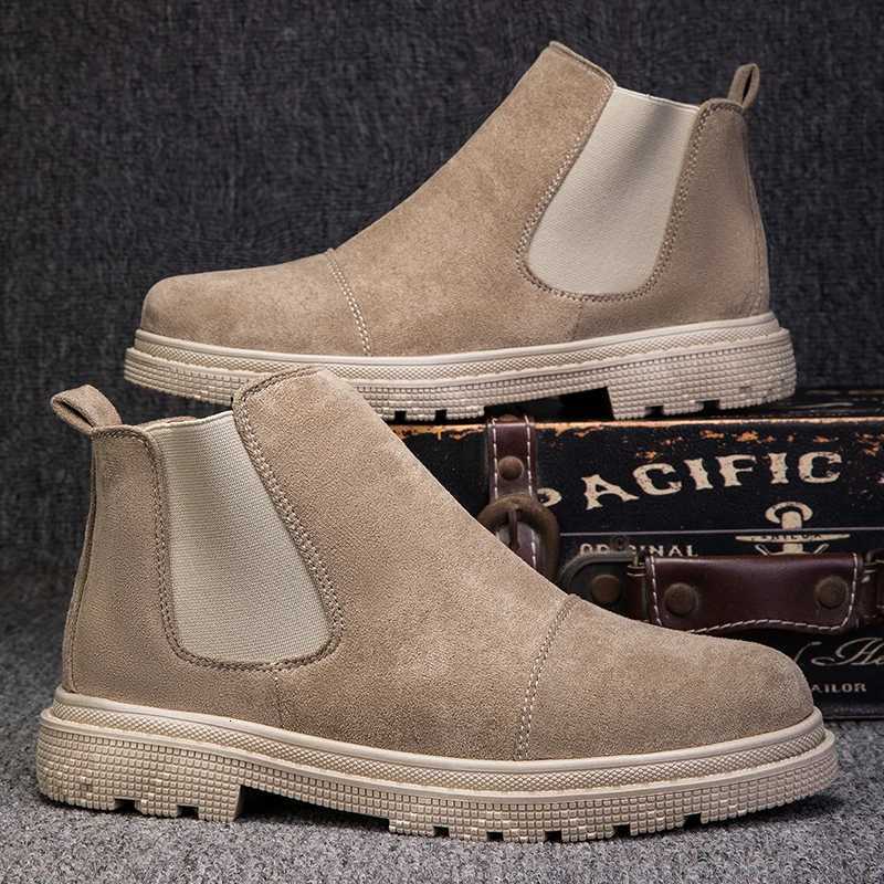 Men Suede Leather Chelsea Boots British Style Outdoor Comortable Non Slip Mens Ankle Boots Botas Zapatos Hombre Chaussure Homme Z251029