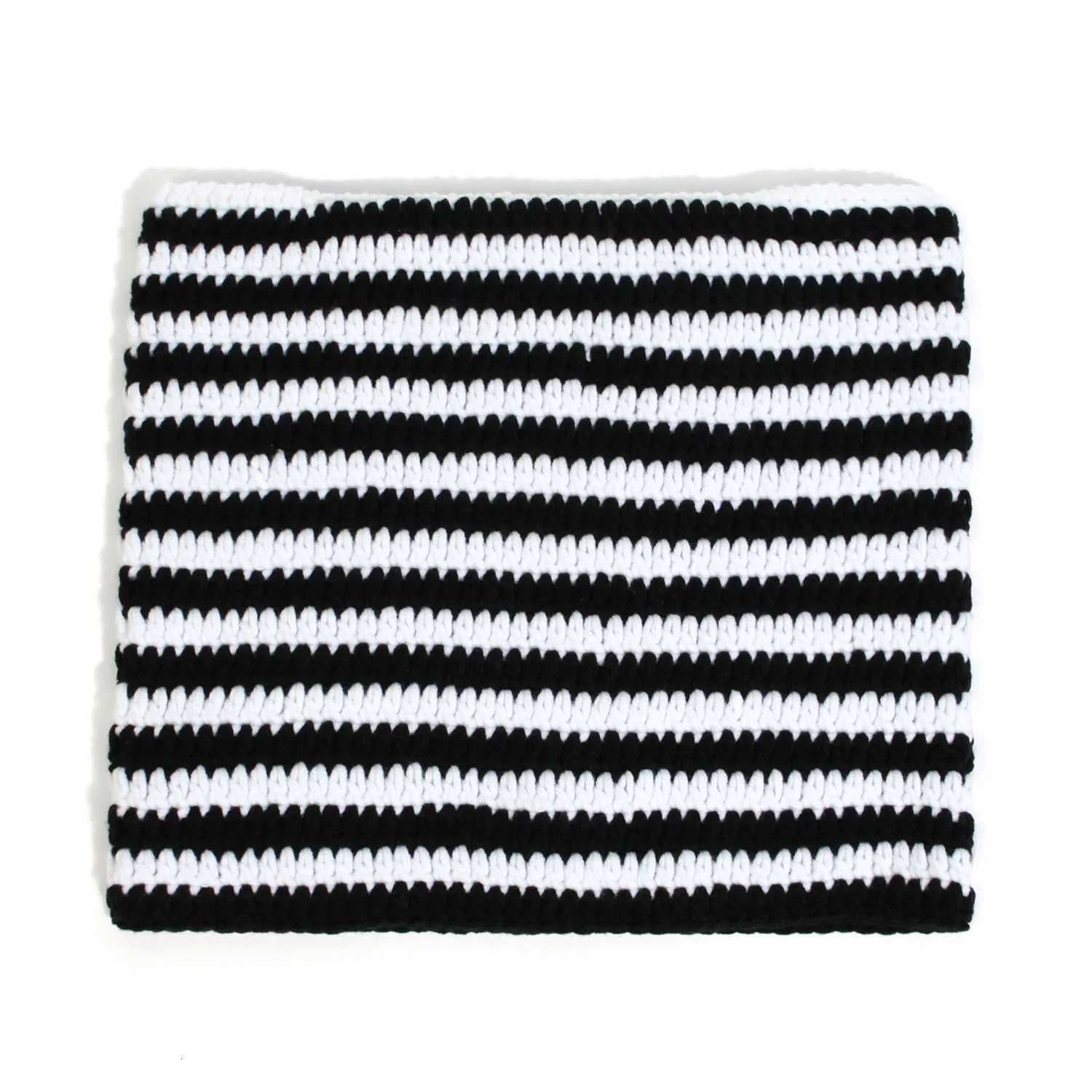 New Korean Style Handmade Crochet Acrylic Cat Ears Woman Winter Hat Striped Autumn Beanies Warm Soft Bonnet Skullies Cap GiftXJ251030