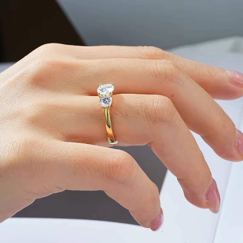 D Color 65mm 5mm Mossanite Diamond 925 Pure Silver Sterling Three Stone Ring Real Moissanite Engagement Rings Bands for Women