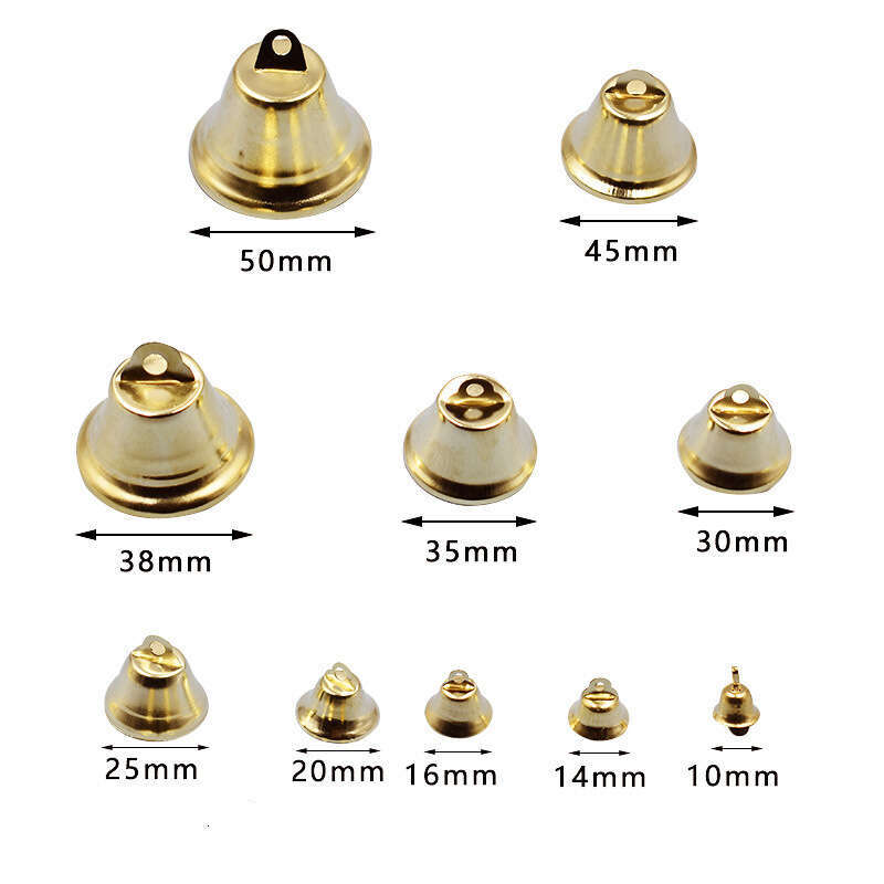 10-50MM Gold Open Horn Christmas Decoration Small Bell Wind Chime DIY Accessories