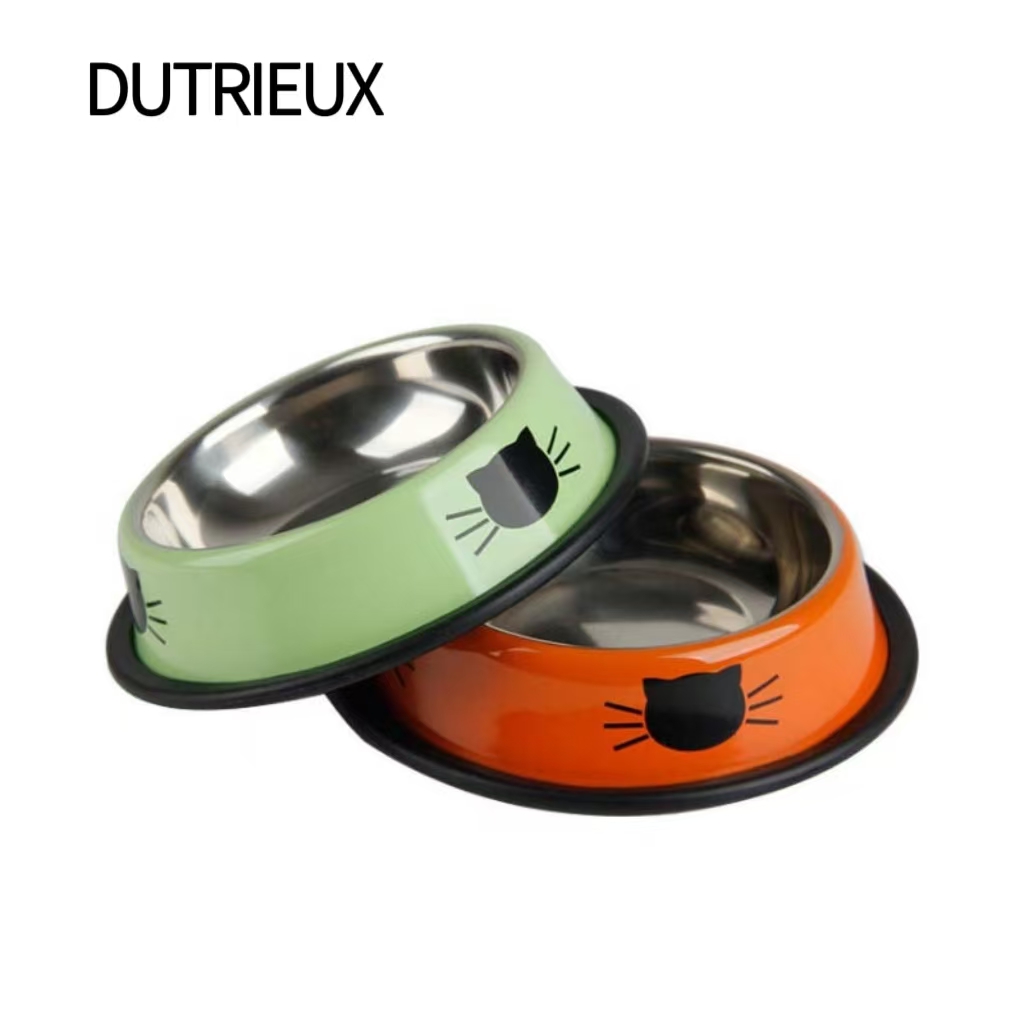 H1196 Non-slip stainless steel pet bowl, anti-tipping design, dropshipping available.