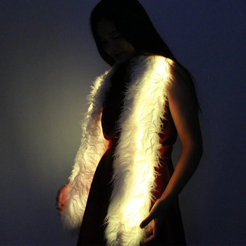 Led Flash Scarf Men Women Carnival Party Christmas Luminous Lighting Faux Fur Plush Scarves Neck Warmer 251029