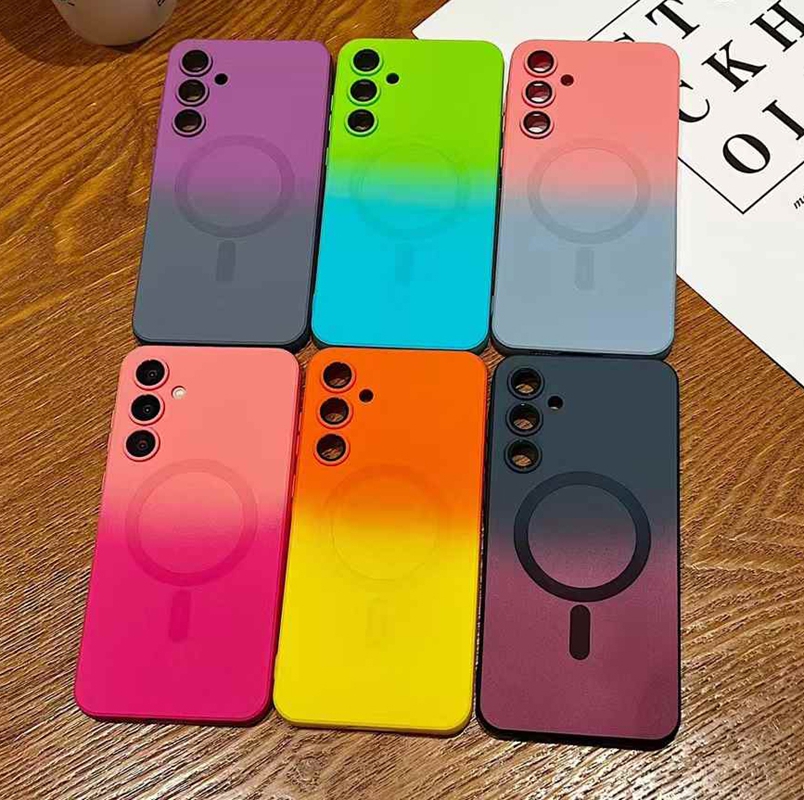 S26 Ultra Magnetic Wireless Charging Case For Samsung S25 FE Edge S24 S23 Plus A37 A57 A56 A36 A26 A25 A17 A16 A15 A07 A06 Gradient Len Protector Soft