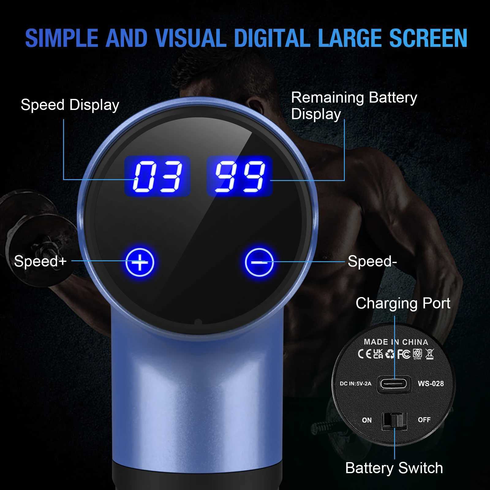 Sejoy WS028 Fascia Gun Tissue Massager 30 Speeds Lightweight Body Massage with LED Touch Screen 10 Replaceable Massage Heads J251030