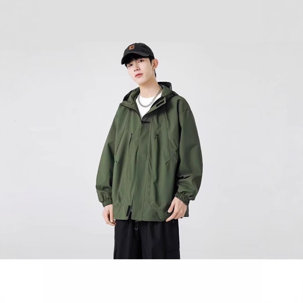 Men's Waterproof Jacket Workwear Trendy American Designer Coat Style Spring Autumn Thin Mountain Outdoor Hiking Windproof Coat