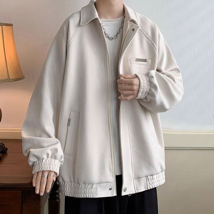 Faux Suede Designer Coat Jacket For Men 2025 New Spring And Autumn High-end Trendy Brand Youth Loose Casual Turn-down Collar Jacket