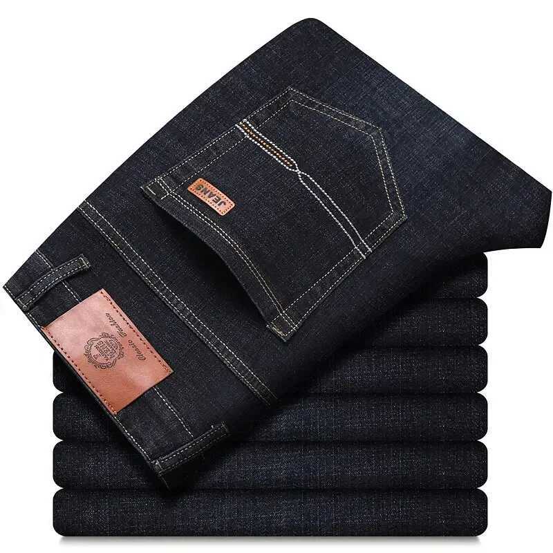 Men Fashion Straight Jeans Mens 2025 New Stretch Slim Fit Pants Comfortable Soft Business Denim Trousers Male Brand Clothing J251030