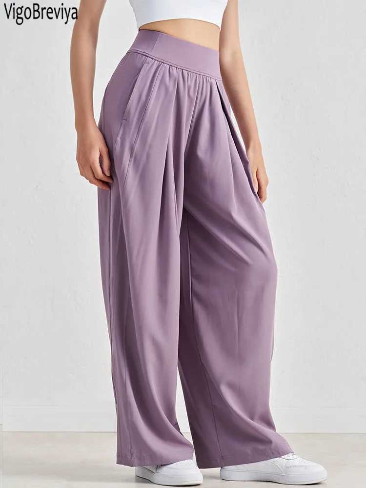 VigoBreviya 2025 Solid Loose Yoga Pants Women High Waist Pocket Fitness Sport Leggings Lady Gym Running Workout Wide Leg pants J251030