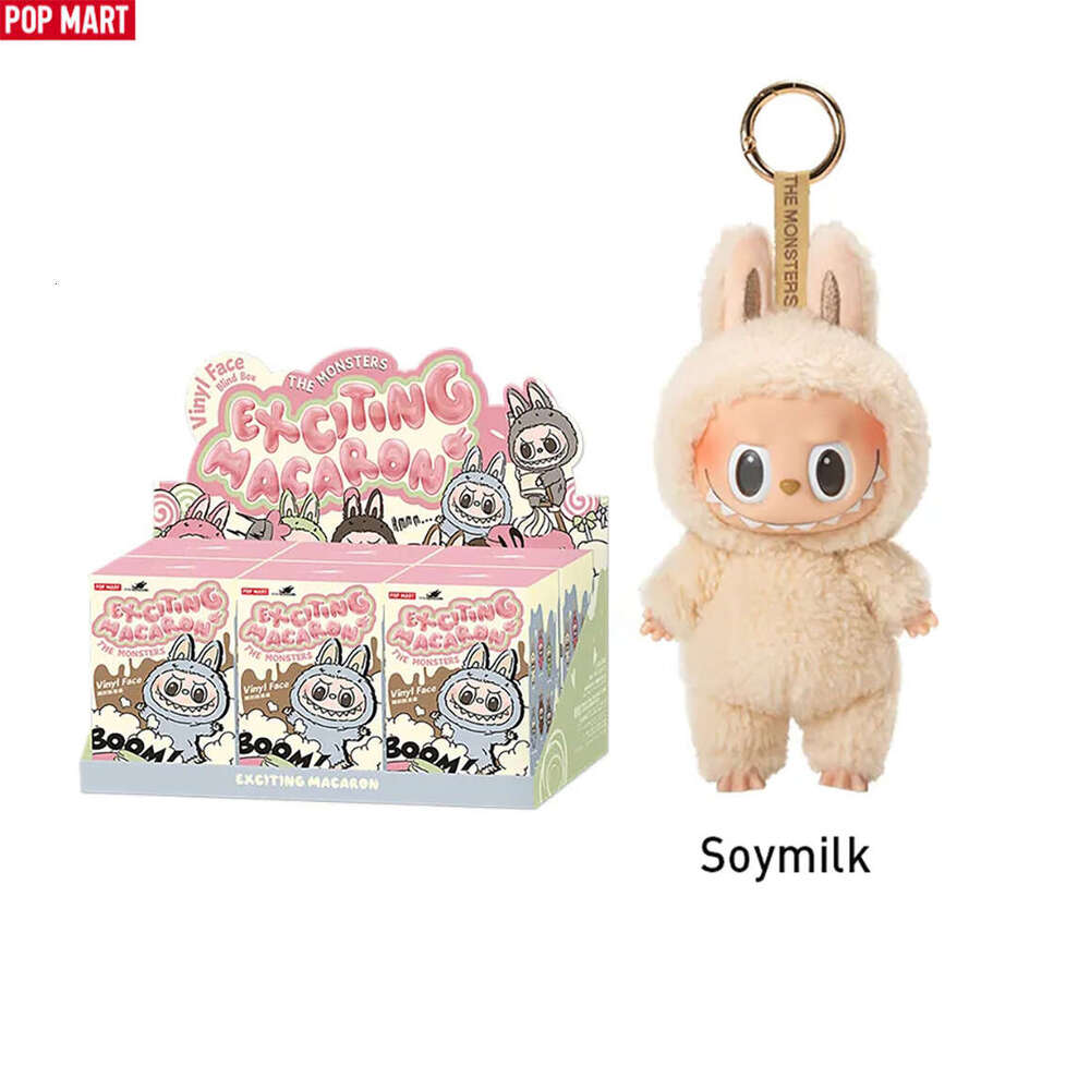 Hot Genuine Labubu soymilk THE MONSTERS pop mart Exciting Macaron Vinyl FaceBlind Box V1.0 Vinyl Figure with Unique Face Design Limited Edition Themed