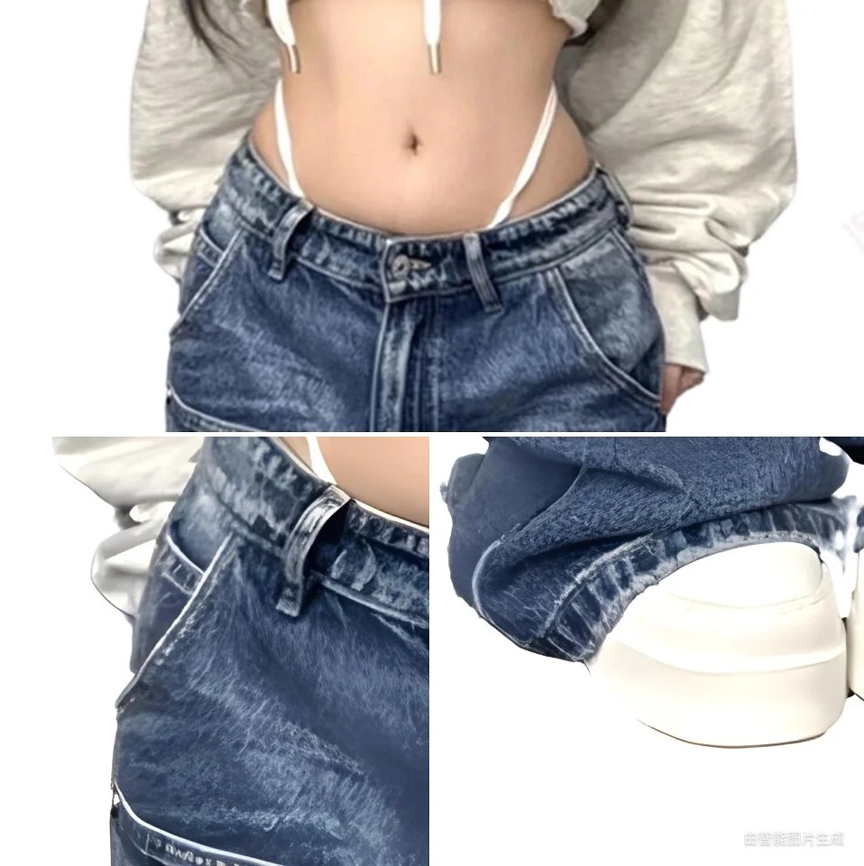 Letter Jeans American Casual Style Vintage Straightcut Loosefitting Highstreet Wideleg Pants Pant Jeans Women Woman Clothing 251029
