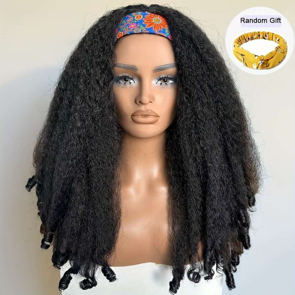 Heat Resistant Afro Curly/Kinky Synthetic With Curly Ends V-Part Design - Glueless 250% Density Rose Net Cap & Men, Unisex Natural Look Wig For All Et