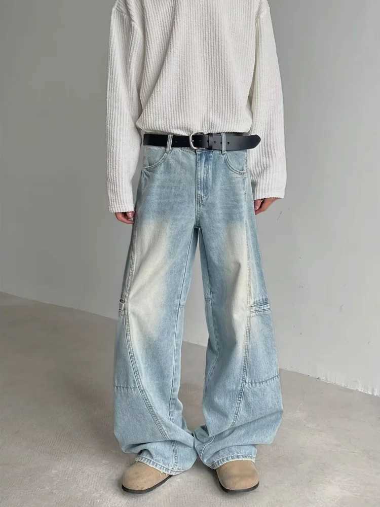 Trashy Y2K 2000S Washed Blue Baggy Jeans Pants For Men 90S Vintage Clothes Wide Leg Denim Korean Casual Trousers Pantalon Hombre J251030
