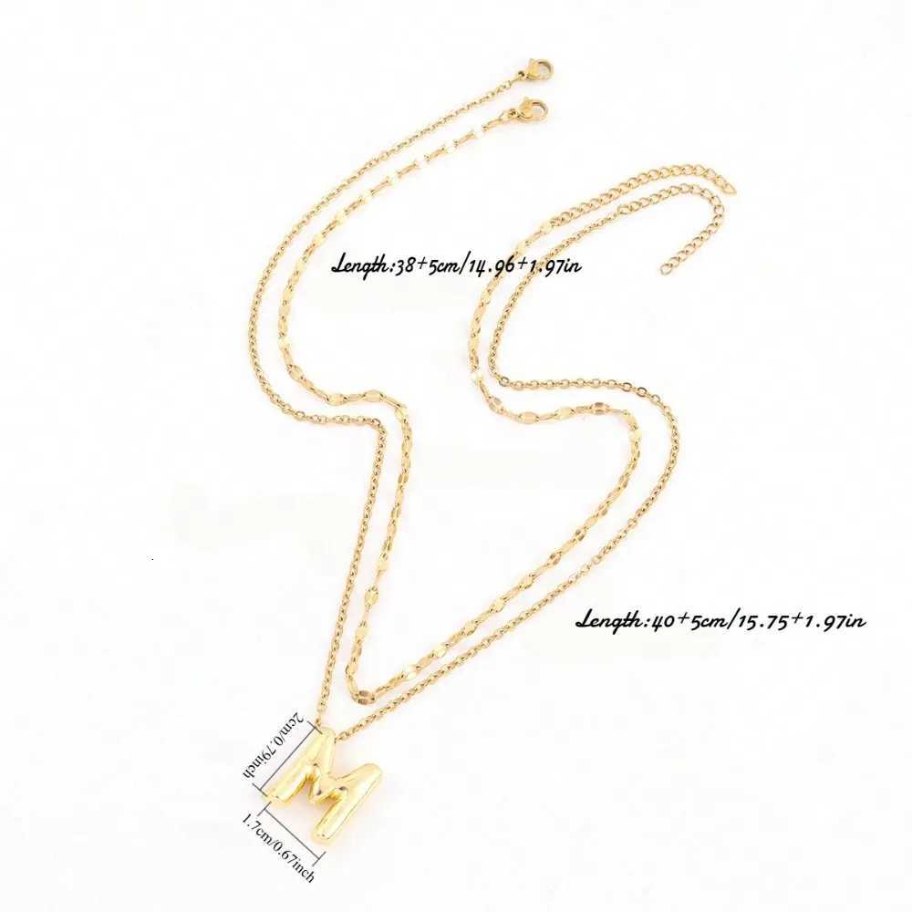 Dainty Bubble Letter Necklace Initial Gold Plated Stainless Steel Lip Chain Layered Ballon Necklaces For Women Jewelry GiftXJ251030