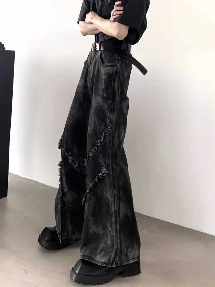 2025 Ropa Y2K Streetwear Washed Black Baggy Stacked Flare Jeans Pants For Men 90S Vintage Clothes Denim Trousers Pantalon Homme J251030