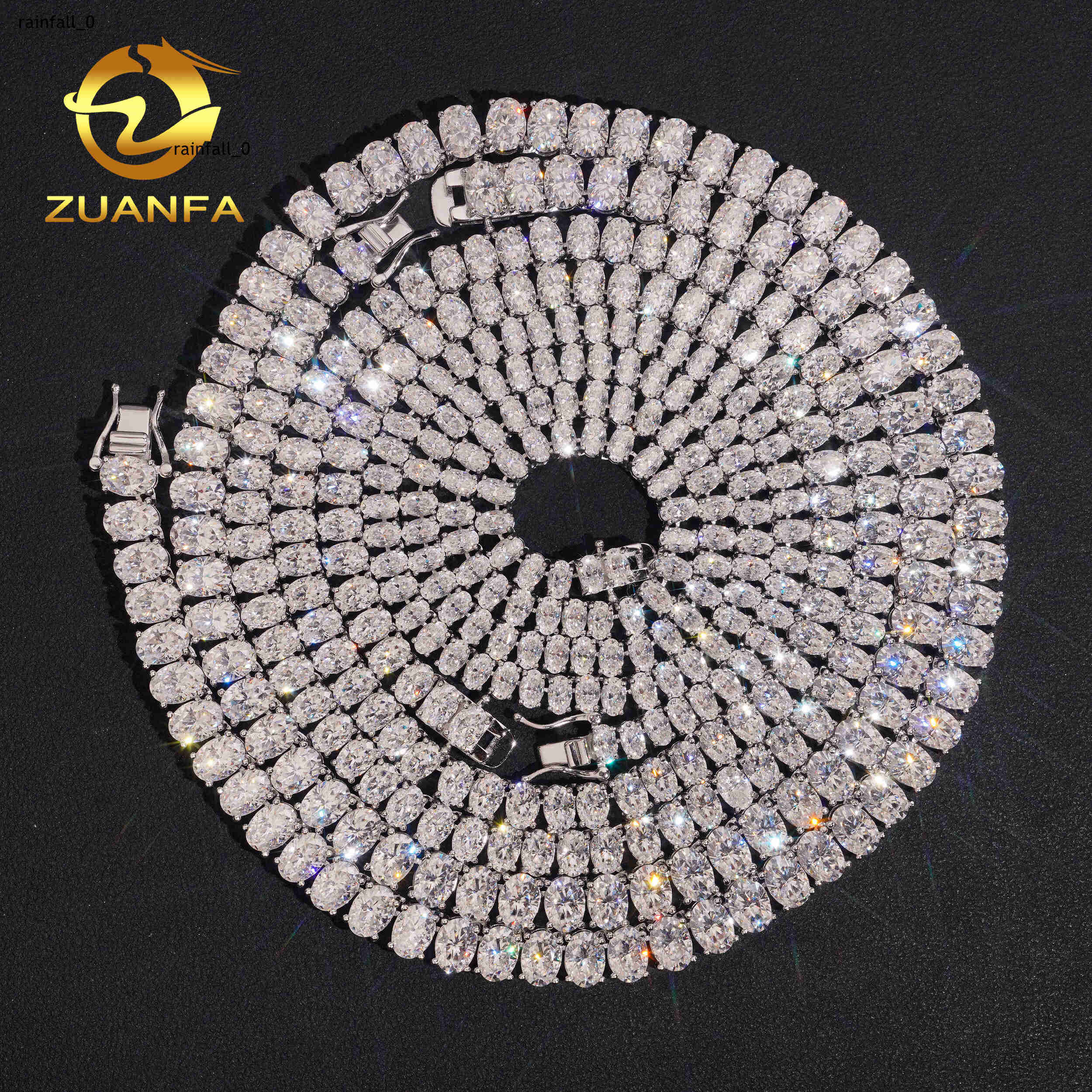 Pass Diamond Tetser Oval Cut 925 Silver Moissanite Diamond Tennis Necklace Fashion Jewelry for Men Women Iced Out Tennis Chain