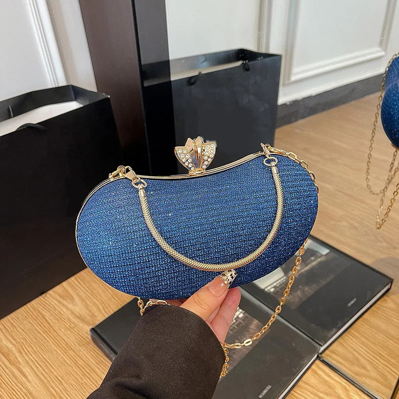 Shiny Evening Bag for Women Elegant Diamonds Buckle Exquisite Metal Handel Chain Clutch Bag Sparking Sequined Party Bags 251023