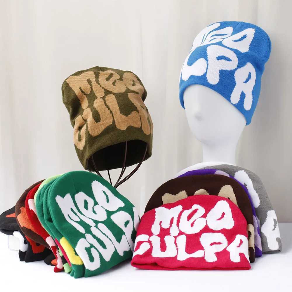 2024 new popular winter knitted streetwear westwood beanie jacquard custom beanie y2k acrylic hip hop mea culpa hat capsXJ251030