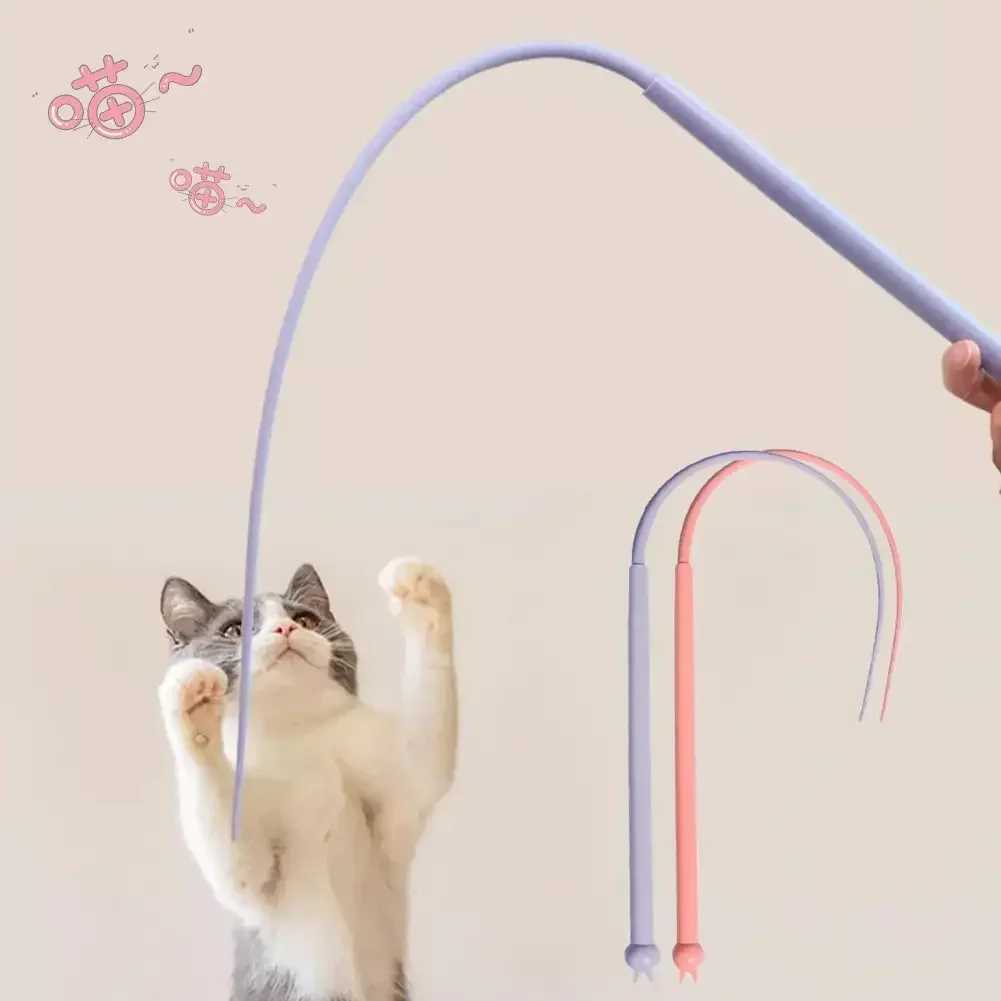 Interactive Cat Toys Simulated Mouse Tail Cat Teaser Toy Silicone Funny Stick Long Tail Mouse Tail Kitten Teaser Stick for Cat S251029