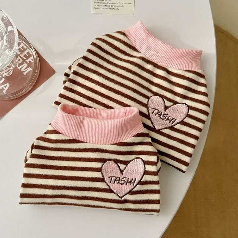 New Dog and Cat Striped Base Shirt Dog Love Tshirt Pet Clothes Teddy AutumnWinterSpring Teddy Dog Hoodie Puppy Clothes C251030