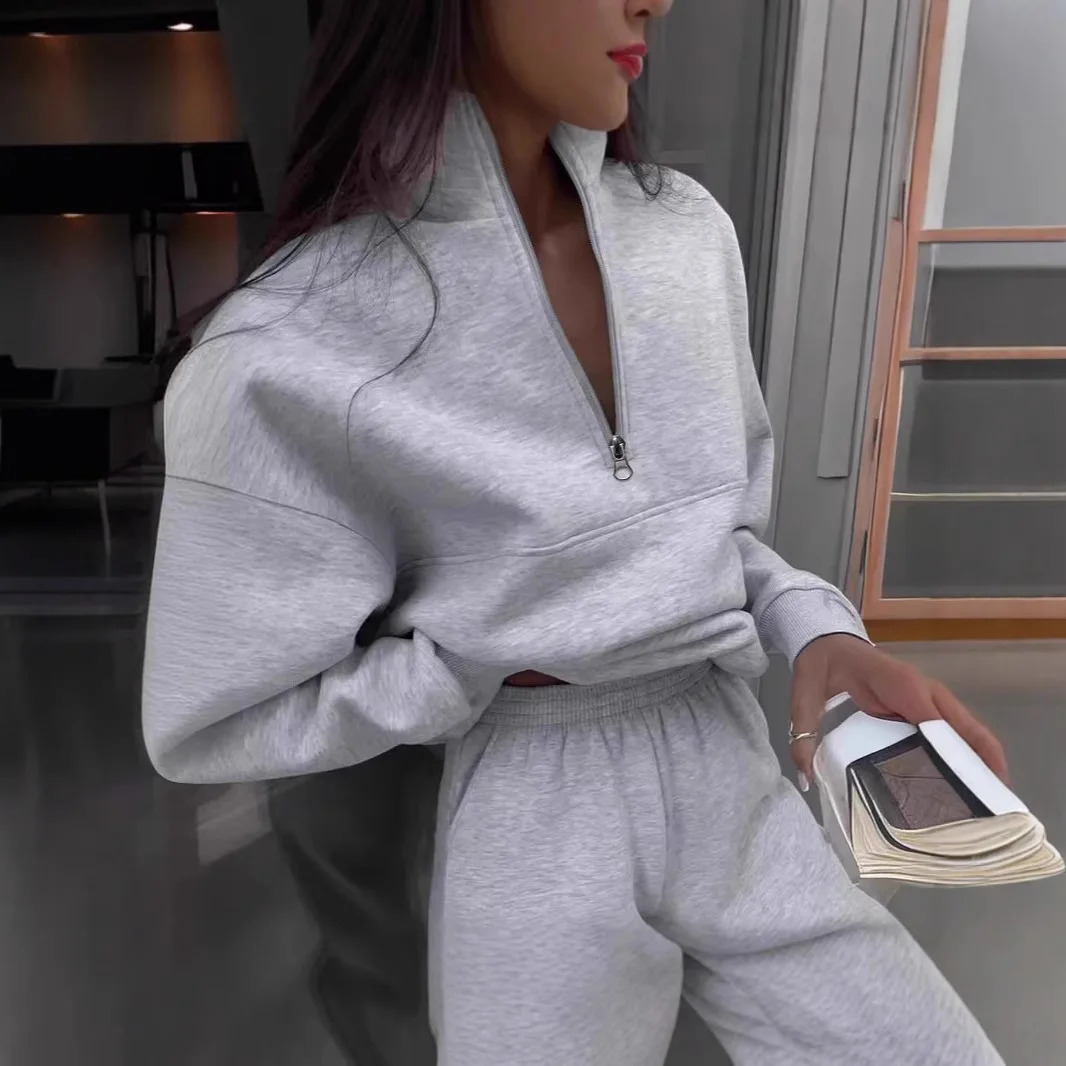 Women Casual Long Sleeve Sweatshirts and Trousers Fleece Two Piece Sets Suit Fashionable Versatile Autumn Winter Streetwear 2pcs 251029