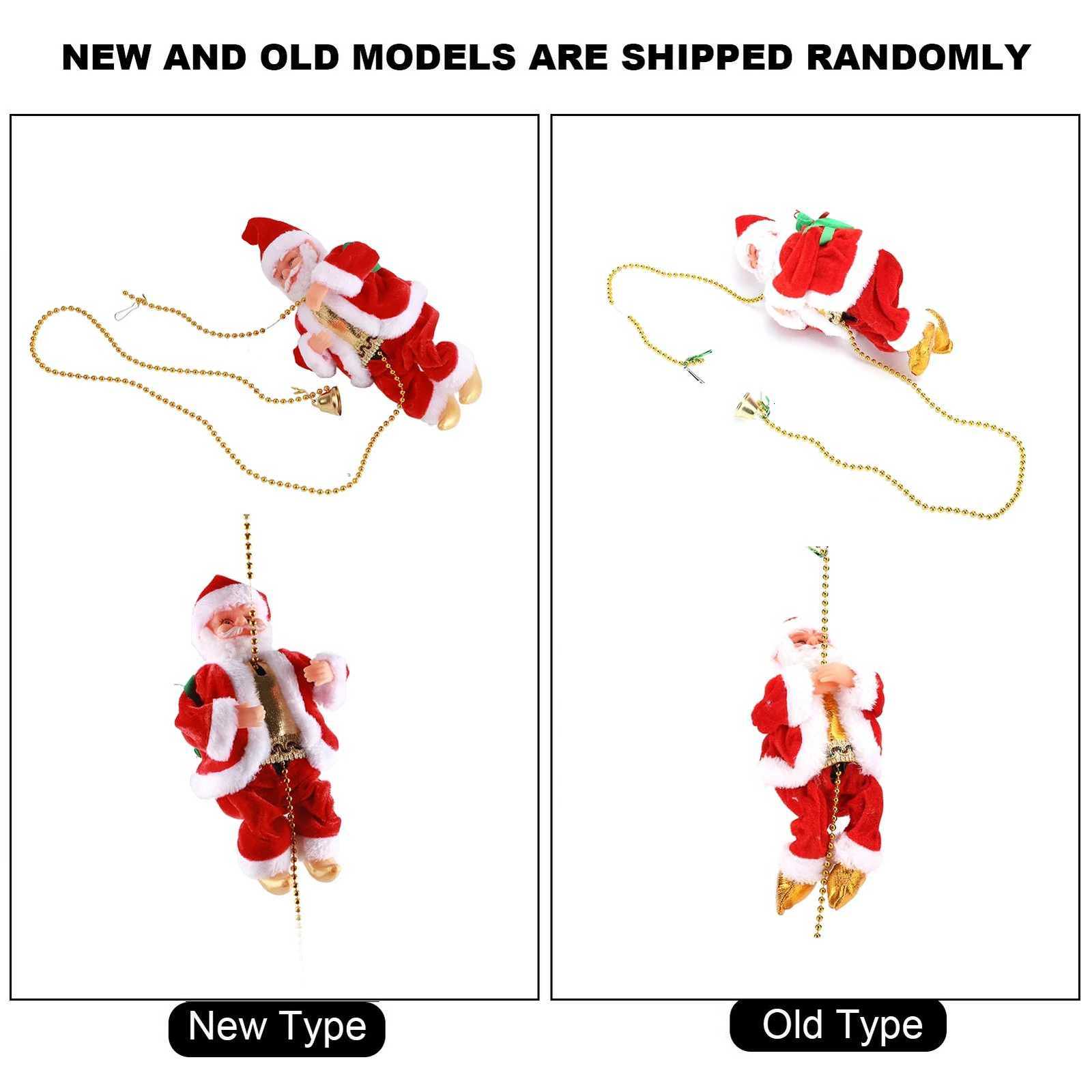 Christmas Doll Decoration Santa Claus Doll Electric Climbing Santa Claus On Beads Chain Moving Figure Hanging Xmas Ornament Toys C251030