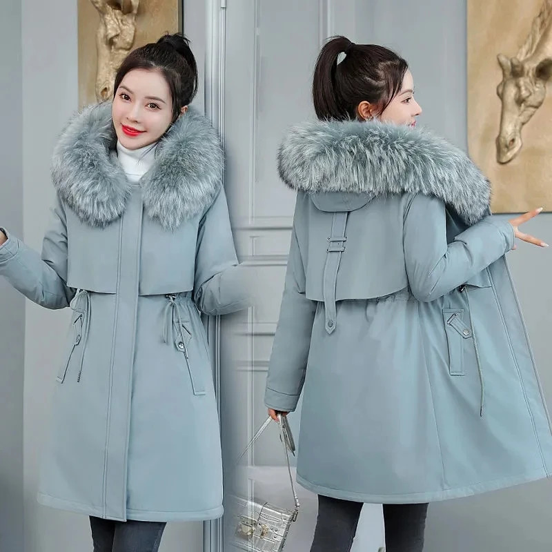 Thicken Parkas 8XL Winter Jacket Casual Long Coat Wool Liner Hooded Parkas With Fur Collar Female Cotton Warm Snow Outwear 251030