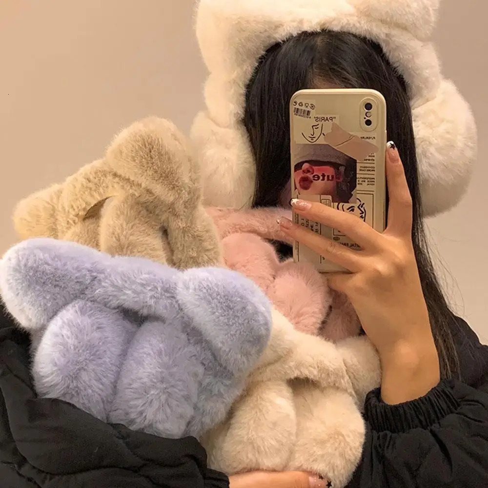Plush Earmuffs Faux Rabbit Fur Ear Warmer Cold Protection Adjustable Women EarMuffs Foldable Earflaps Soft Plush Earmuffs 251024
