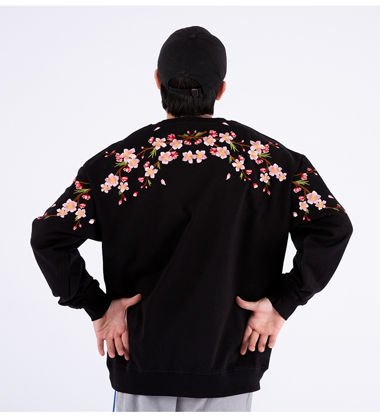 Plum Blossom Men's Hoodies Floral Embroidery Unisex Pullovers Sweatshirt For Men Loose Fit Autumn Quality Cotton Fashion Casual Oversized Luxury 