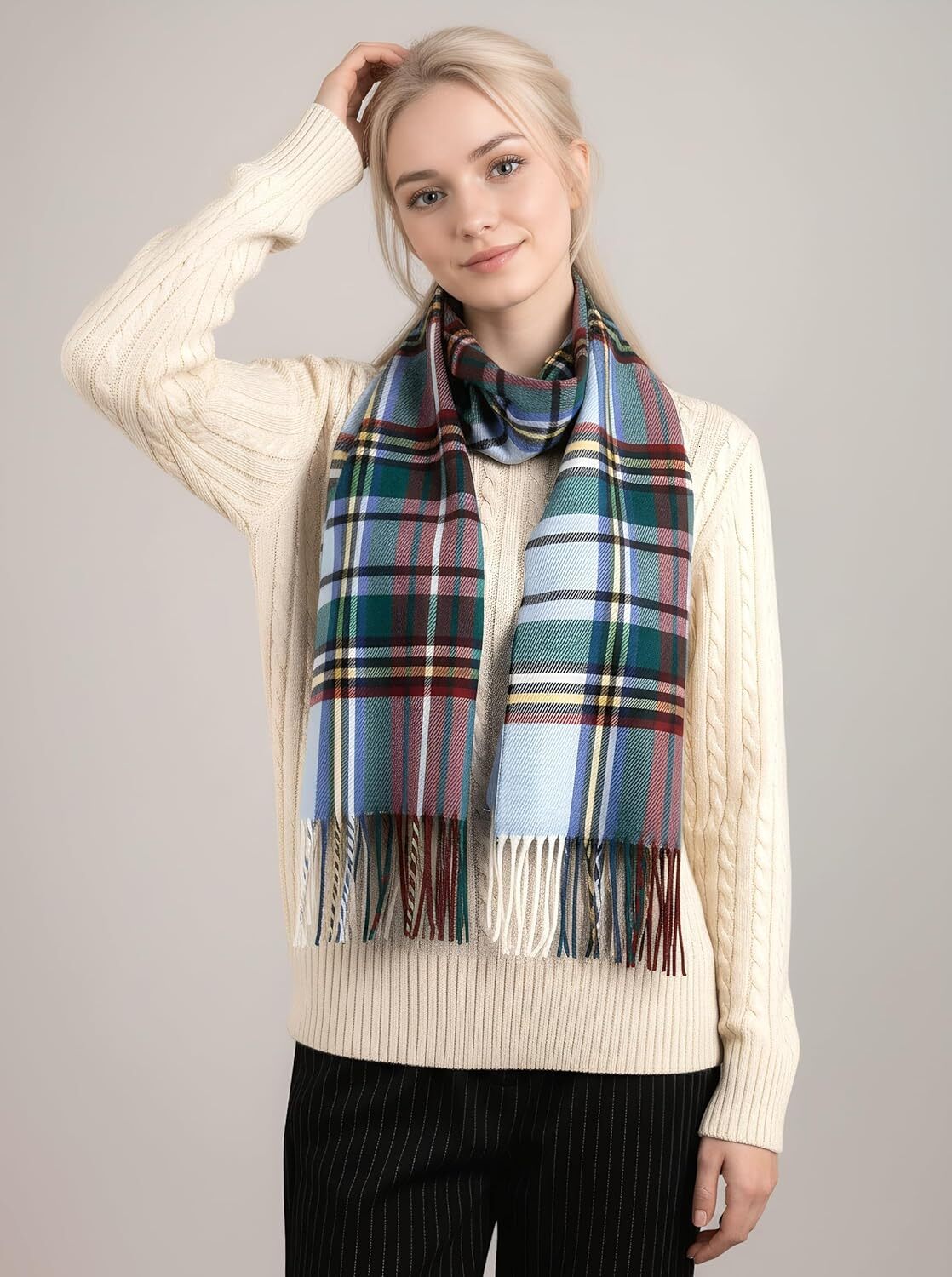 Custom Scottish Tartan Plaid Scarf Warm Cashmere Feel Winter Scarf Scarves for Holiday Christmas Daily Gifts Wear