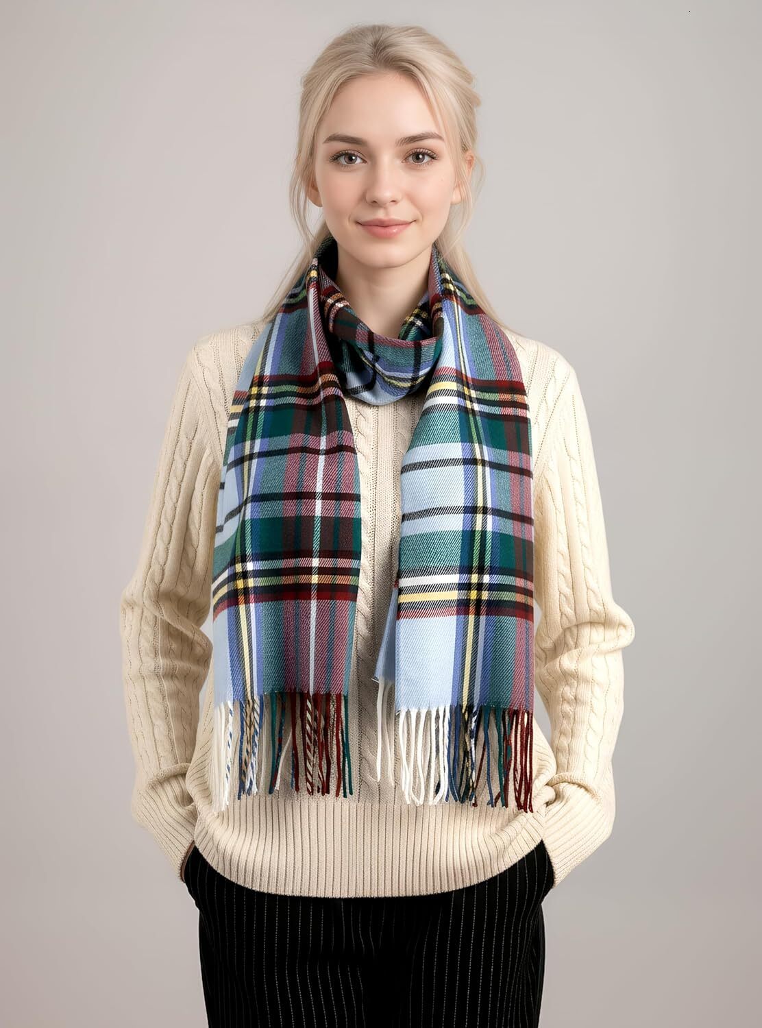 Custom Scottish Tartan Plaid Scarf Warm Cashmere Feel Winter Scarf Scarves for Holiday Christmas Daily Gifts Wear