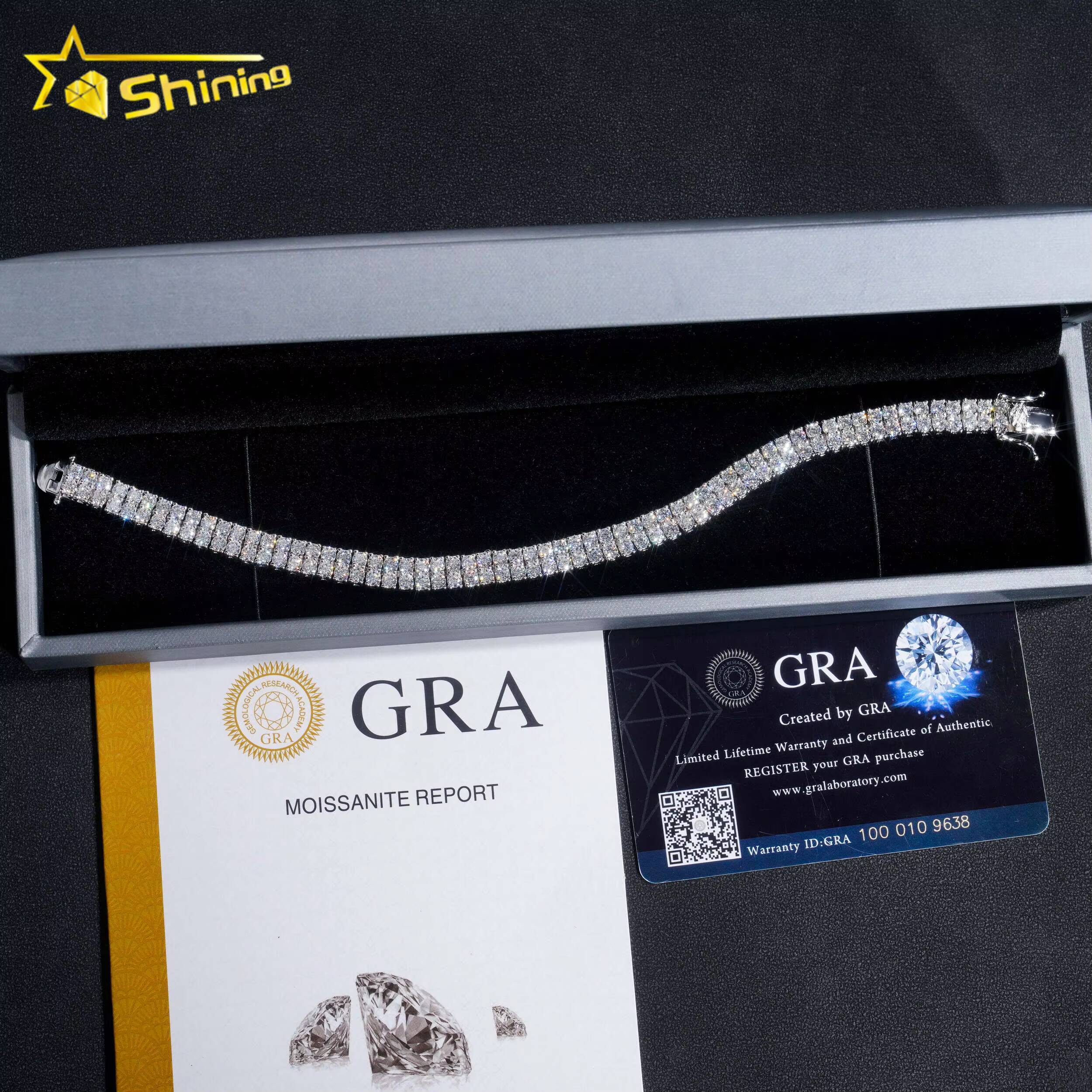 Luxury Hip Hop Jewelry 6MM Iced Out 925 Silver Gold Plated VVS D Color Moissanite Bracelet Men Moissanie Tennis Bracelet