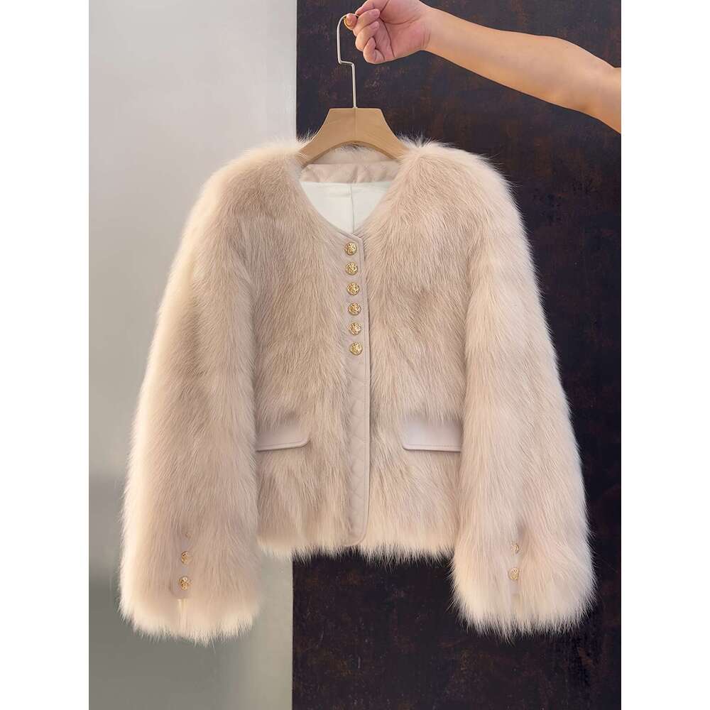 New High End Grass Faux Fox Coat Women Chic And Stylish Outerwear Elegant Fur Jackets Winter Coats For Women High Quality