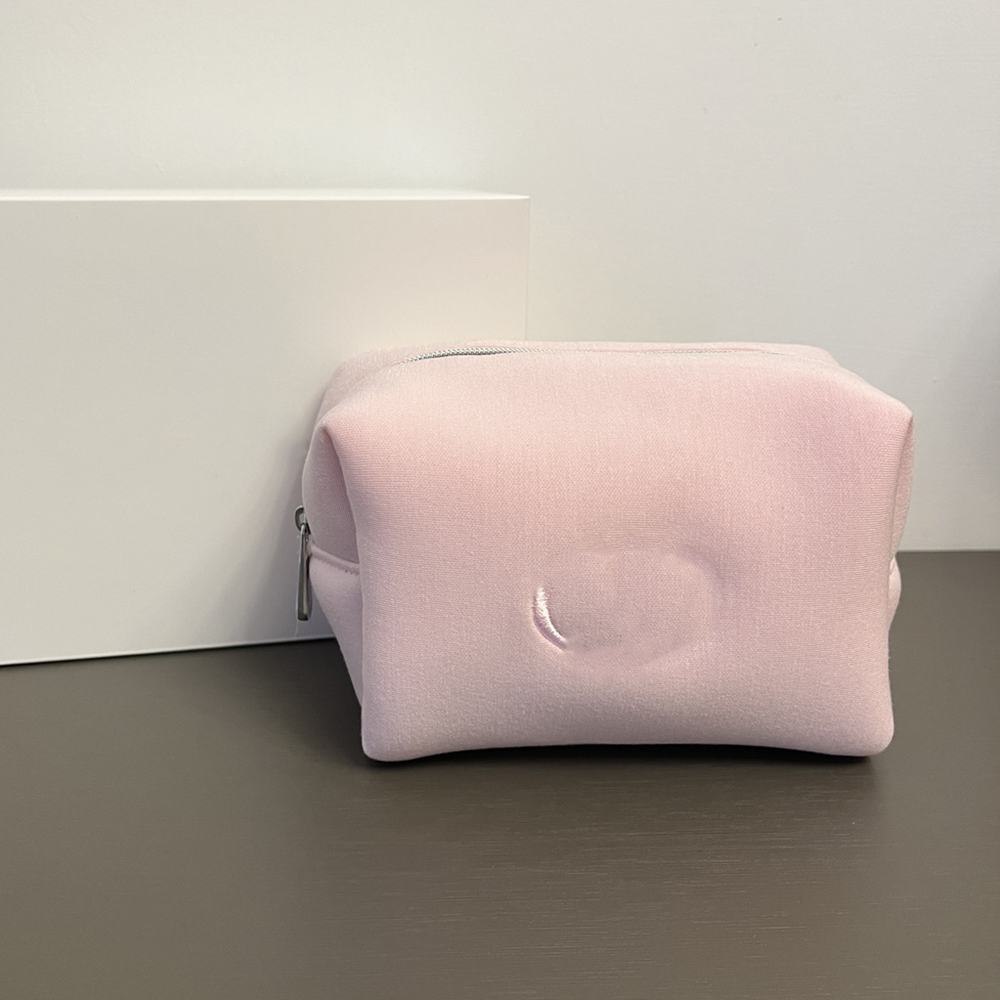 NEW Pink Embroidery Logo Women Lady DIY Cotton Shoulder Box Bag Classic Cosmetic Beaute Pouch Makeup Organizer Box Storage Case VIP Gift