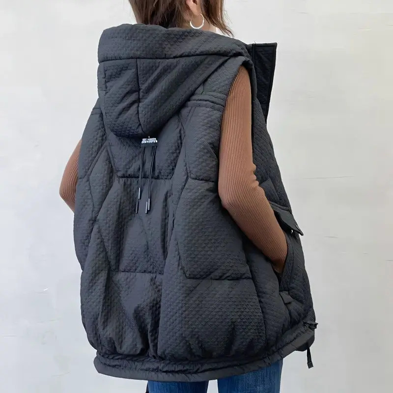 Short Sleeveless Puffer Vest Autumn Winter Coat Hooded Vest Down Cotton Waistcoat Thick Warm Pockets Korean Vests 251029