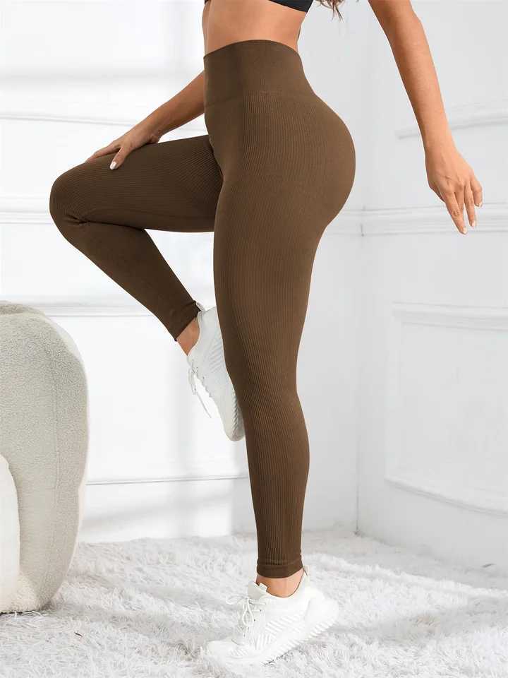 High Waisted Seamless Yoga Leggings Ribbed Sportswear Tights Fitness Apparel for Women Gym and Casual Wear For Fall Winter J251030
