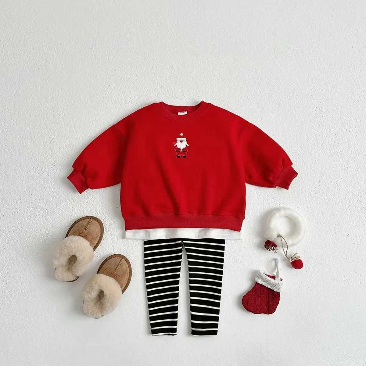 T24118 Autumn 2025 New Childrens Tshirt Christmas Theme Baby Long Sleeve Top Childrens Hoodie Christmas DressT251030