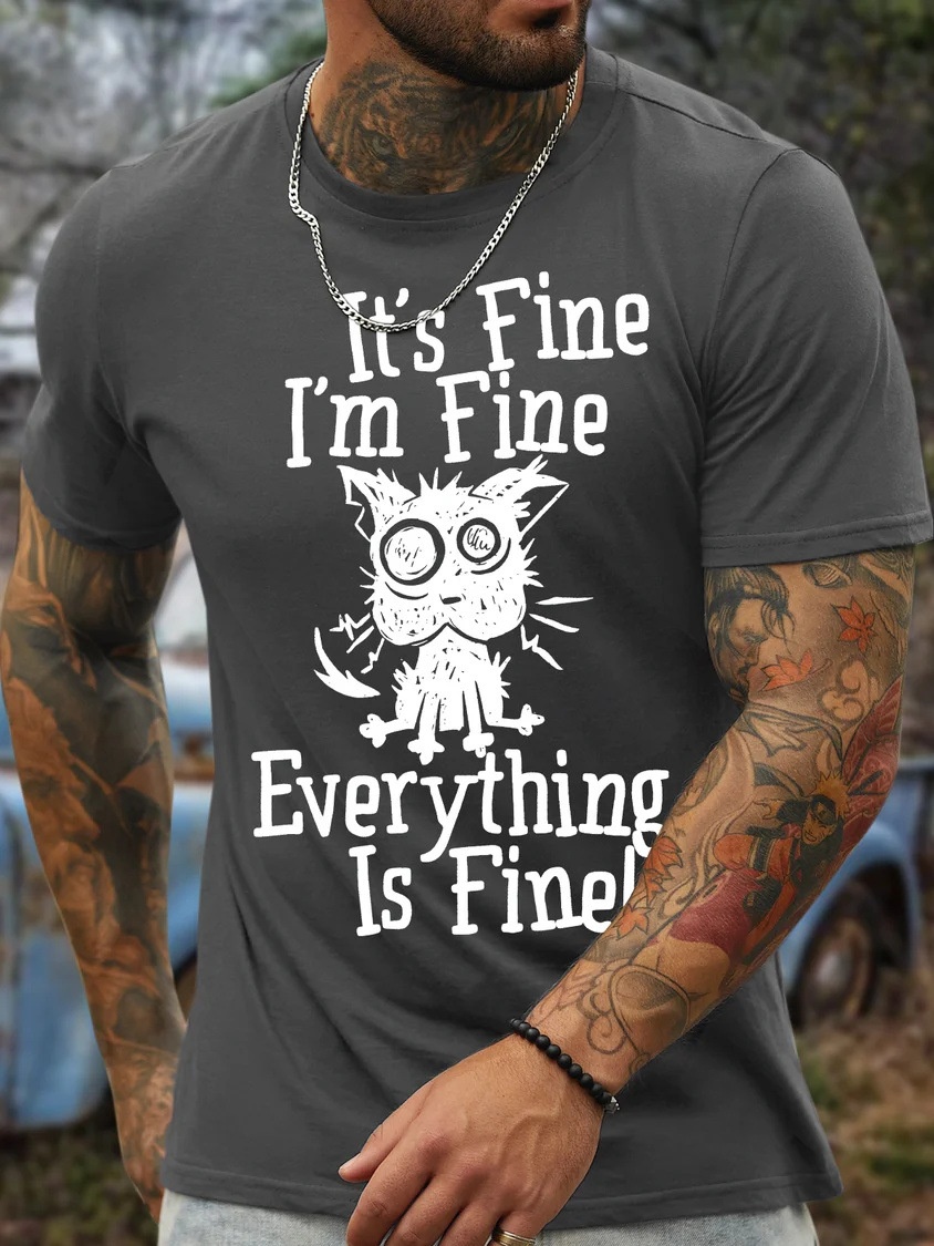 European and American Oversized Fun Dog Print Crew Neck Letter Print Casual Cotton T-Shirt - TT7305