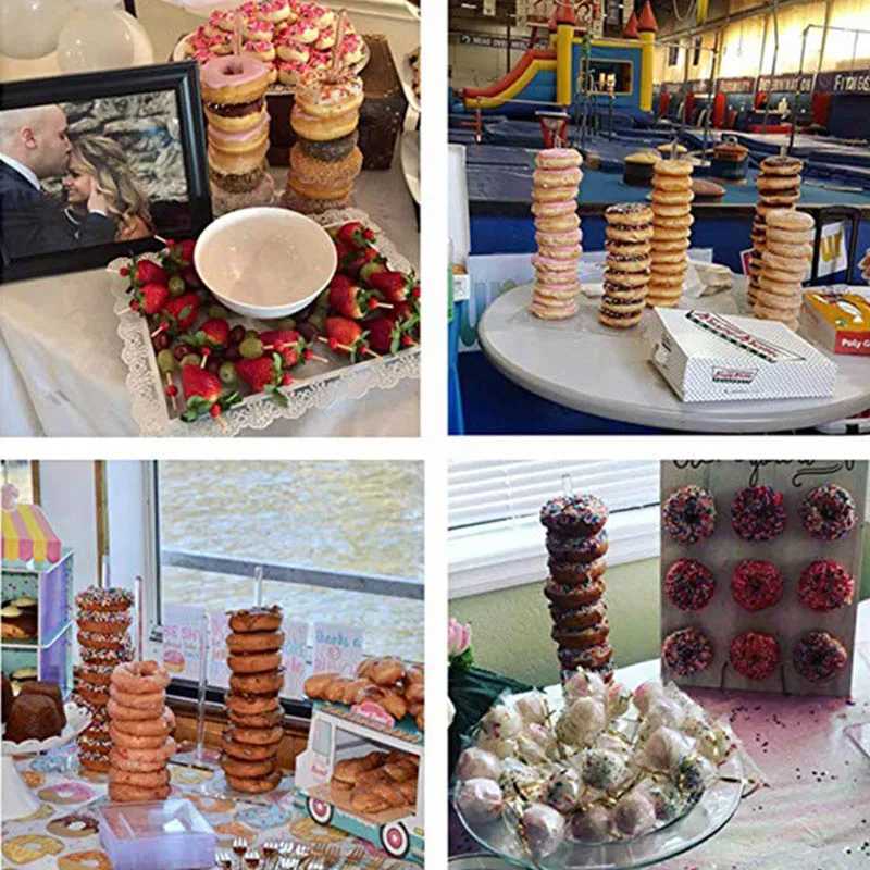 Wooden Donut Stand Wedding Decoration Wall Dessert Doughnut Table Holder Baby Shower Birthday Party Table Decor Supplies C251030